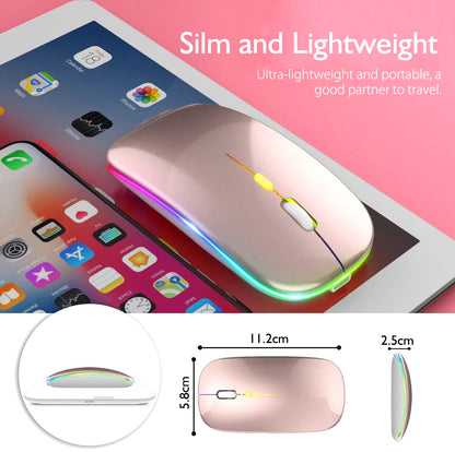 Wireless Bluetooth Mouse - 2.4GHz Rechargeable Silent LED Backlit Gaming Mouse with 1600 DPI for PC and Laptop
